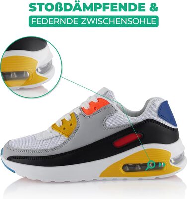 Кросівки спортивні жіночі та чоловічі Fusskleidung® амортизуючі, для бігу, жовто-сірі, 43 EU