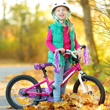 Дитячий велосипедний сидіння – м'яке та водонепроникне, з антиковзким покриттям для хлопчиків/дівчаток. Підходить для велосипедів 12, 14, 16, 18, 20 дюймів. Чорний/Червоний колір (Квіткова лілія)