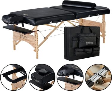 Масажний стіл Master Massage Gibraltar 81 см, дерев'яний, чорний, екстра великий