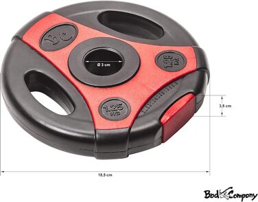 Диски для штанги Bad Company K-Grip з ручками, пластикове покриття, діаметр 30/31 мм, набір або пара (2,5-30 кг)