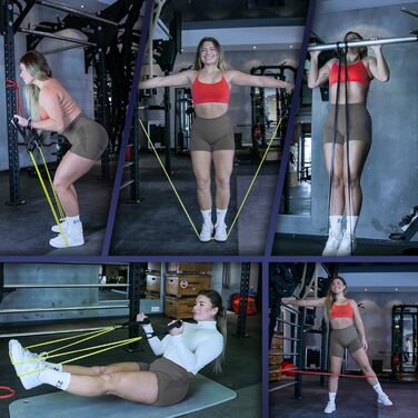 Резистентні стрічки POWERFUL-X з анкером для дверей та ручками, фітнес-стрічки для силових тренувань, йоги та фізіотерапії