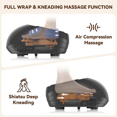 Масажер для ніг з підігрівом WERTYI Shiatsu, глибокий масаж, компресія, мульти-режими, пульт ДК, подарунок для чоловіків та жінок