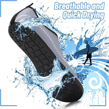 Чоботи для плавання та водного спорту: чоловічі та жіночі, неопренові, для пляжу, серфінгу, плавання. Легкі домашні тапочки для відпочинку (35 EU, сірий)