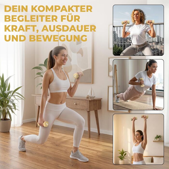 Набір гантелей HQ Germany® 2x2 кг, пастельні кольори, для фітнесу та Pilates, Home Gym, гантелі для жінок