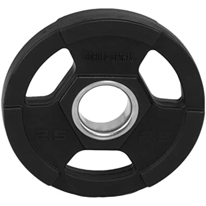 Олімпійські диски для штанги GORILLA SPORTS, 2,5 кг, тригрип, пластикові, 50 мм, чорні – вагові диски для тренувань
