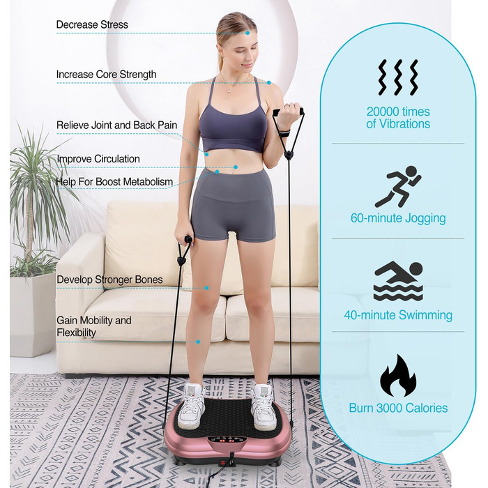 Віброплатформа для тренувань AXV, Mini-Fitness, Лімфодренаж, Схуднення, Формування, Тонінг, Домашні тренування, Рожевий колір