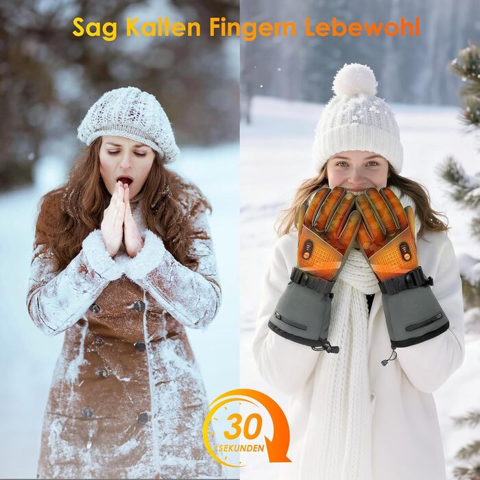 Обогріваючі рукавички Minthouz W11 для чоловіків та жінок, 7.4V, 3 режими нагріву, водонепроникні, з підтримкою сенсорного екрану, для роботи на вулиці, їзди на велосипеді, катання на лижах, XL