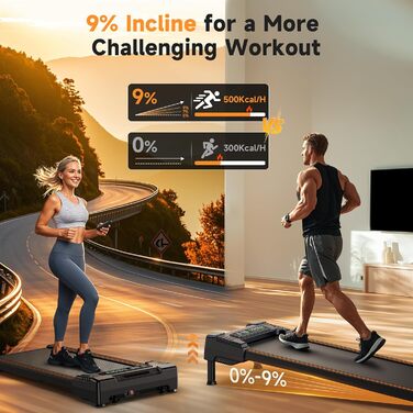 Бігова доріжка REPOWER для дому Walking Pad, автоматичний підйом 9%, супертиха, з пультом, для робочого столу, 136 кг, 3 рівні, помаранчева