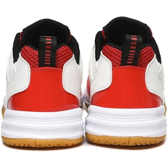 Волейбольні кросівки для чоловіків та жінок, кросівки для бадмінтону, білі залкові кросівки для спорту, дитячі волейбольні тренувальні кросівки, амортизація, антиковзаюча підошва, біло-червоні (42 EU, широка ширина)