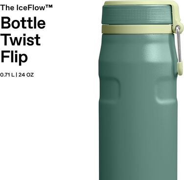 Термос-пляшка STANLEY 1913 IceFlow Bottle Twist Flip 0.47L, сталева вакуумна пляшка для напоїв (Shale)