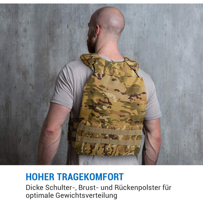 Capital Sports Battlevest 2.0: Вага жилет для тренувань - жилет з вагою, комфортний, з оптимальною підкладкою, 8.0 кг або 13.2 кг, камуфляж, чорний або оливковий (8.0 кг, камуфляж)