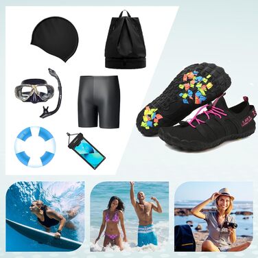 Зітоп Водонепроникні шкарпетки-капеці для жінок та чоловіків. Шкарпетки-капеці для плавання, серфінгу, йоги. Швидка сушка, легкі, унісекс. Розміри 36-46 EU. Кольори: білий, сірий, чорний, рожевий.