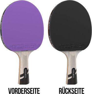 PRO SPIN Столовий тенісний набір - Carbon Profischläger, преміум-якість, висока точність, спін-гума, товщина гуми 2.0 мм, захисний чохол, синій/фіолетовий (2 шт.)