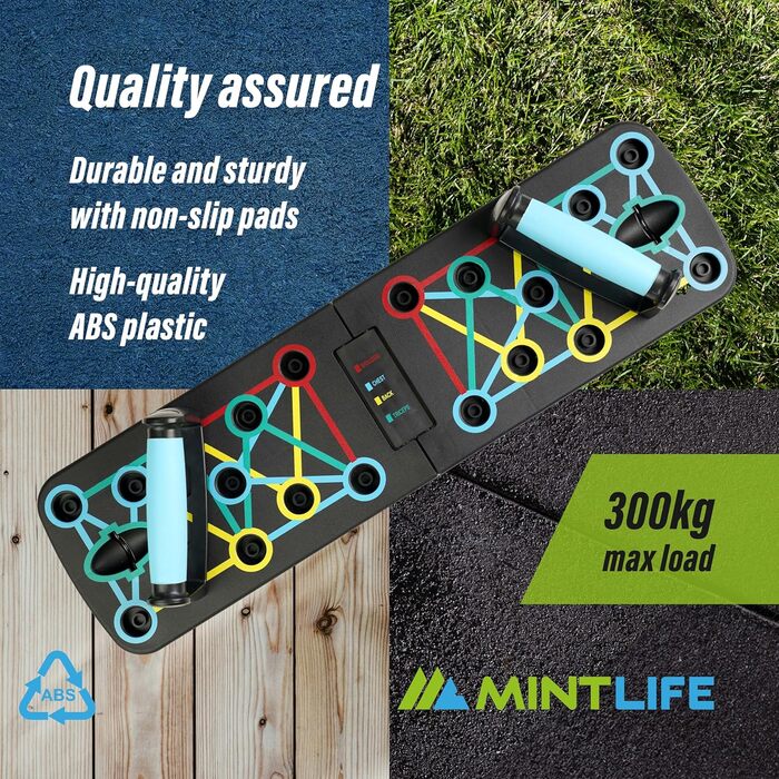Дошка для віджимань Mintlife Power Press - портативна для дому та подорожей, з 30-тижневою програмою тренувань