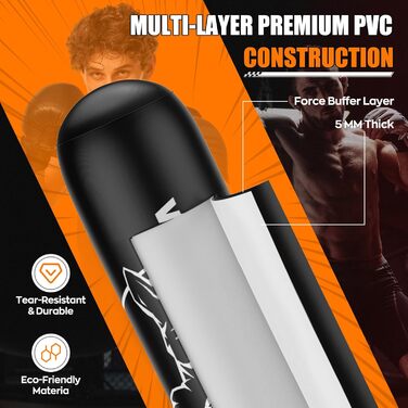 Стенд-мішок для боксу дорослий/підлітковий, 180 см, PVC, для боксу, кікбоксингу, муай-тай, MMA, боксерського тренування