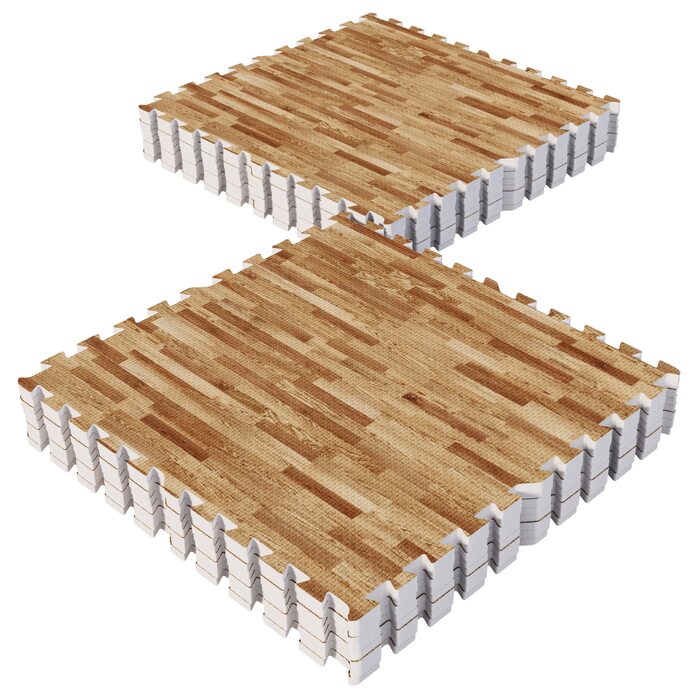 Набір захисних пазл-килимків для підлоги GORILLA SPORTS (16 шт), 60x60x1.2 см, EVA піна, під дерево, 5.76 м² — килимок для фітнесу та тренувань