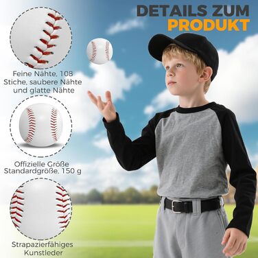 Професійні бейсбольні м'ячі 9 дюймів, ручна робота, дерев'яний/гумовий керн, для дорослих та юнаків, 3 шт.