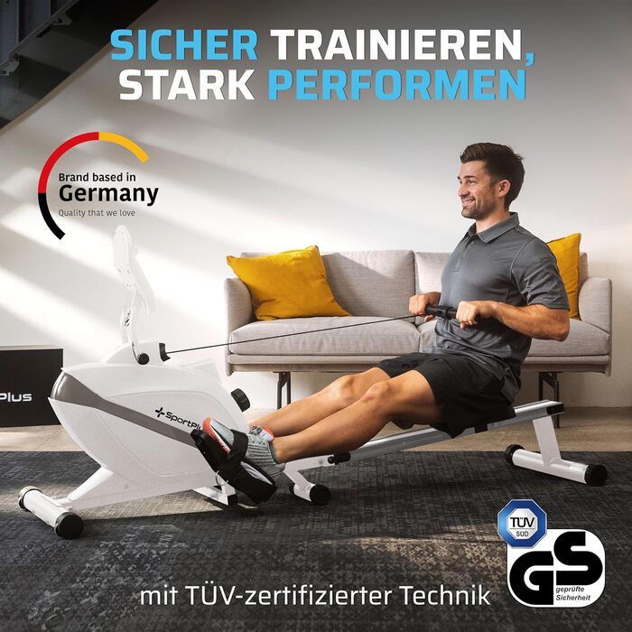 Гребний тренажер SportPlus для дому, складаний, з тихою магнітною системою опору, комп'ютер для тренувань, фітнес-обладнання для дому, Indoor гребний тренажер, сумісний з додатками