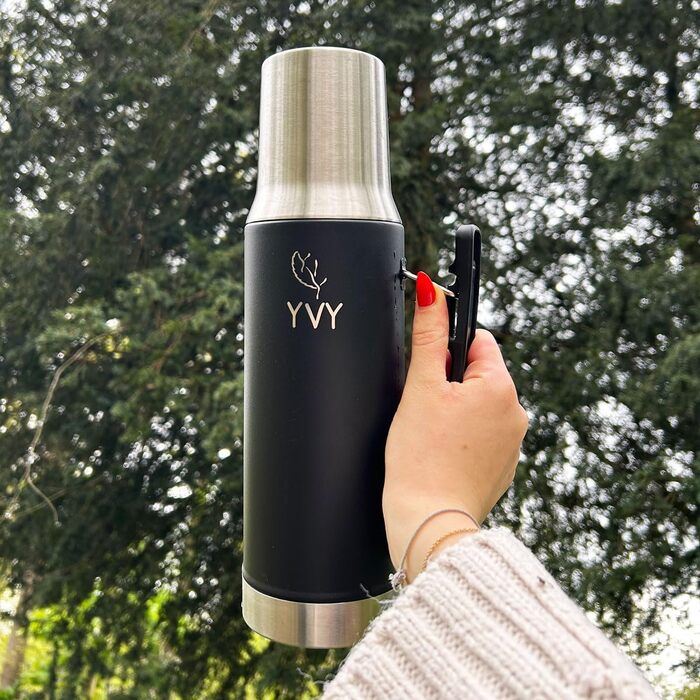 Термос YVY Mate Tempera 1 л з нержавіючої сталі, BPA-free, з калабасою 240 мл, тримає тепло 24 год і холод 30 год, з точним носиком, 5 років гарантії