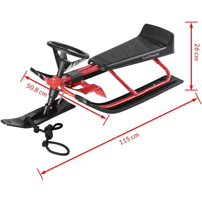 Дитячий санний боб Monzana SR 400red - 75 кг, з гальмом, спинкою та ручкою