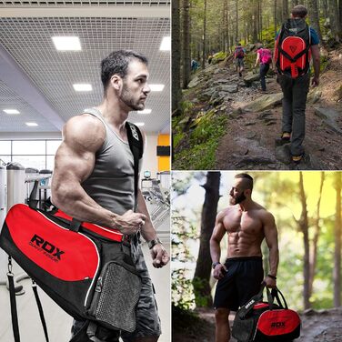 Спортивна сумка RDX з відділенням для взуття, рюкзак для залу, боксу та трекінгу, унісекс, червоний/чорний