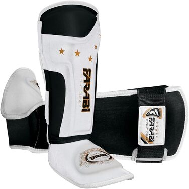Дитячі захисні щитки для гомілки Farabi Sports, для кікбоксингу, MMA, Муай Тай, тренувань і спарингів, білі