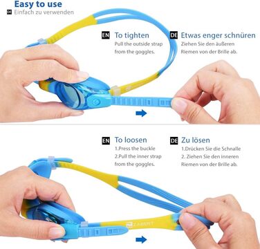 Дитячі окуляри для плавання K1, професійні окуляри для плавання для дітей та підлітків (0-14 років), захист від запотівання, UV-захист, блакитний колір