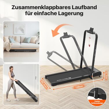 Біговий тренажер Mobvoi Home Laufband Plus: Розумний AI 3-в-1, складний, 2.5 PS, LED-дисплей, динаміки, велика поверхня для бігу, додаток TicSports, до 120 кг, швидкість до 12 км/год, регулювання нахилу