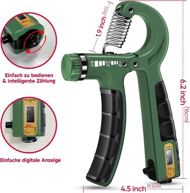 FitBeast Набір для тренування рук (5 шт.): підручники для підручників, фінгердехнери, м'яч для хвата, антистресовий м'яч для спортсменів (темно-зелений)