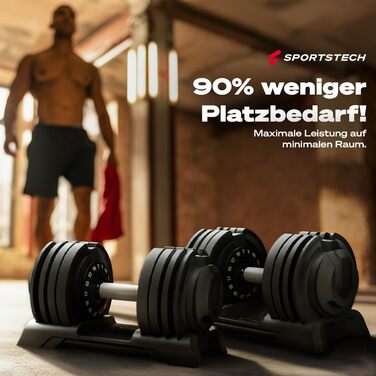 Ironmate Регульовані гантелі для дому, 1.5-18/24/40 кг, з набором дисків, 12-16 ваг, компактні, з неслизьким грифом, для силових тренувань, з підставкою (Ironmate 24 чорні)