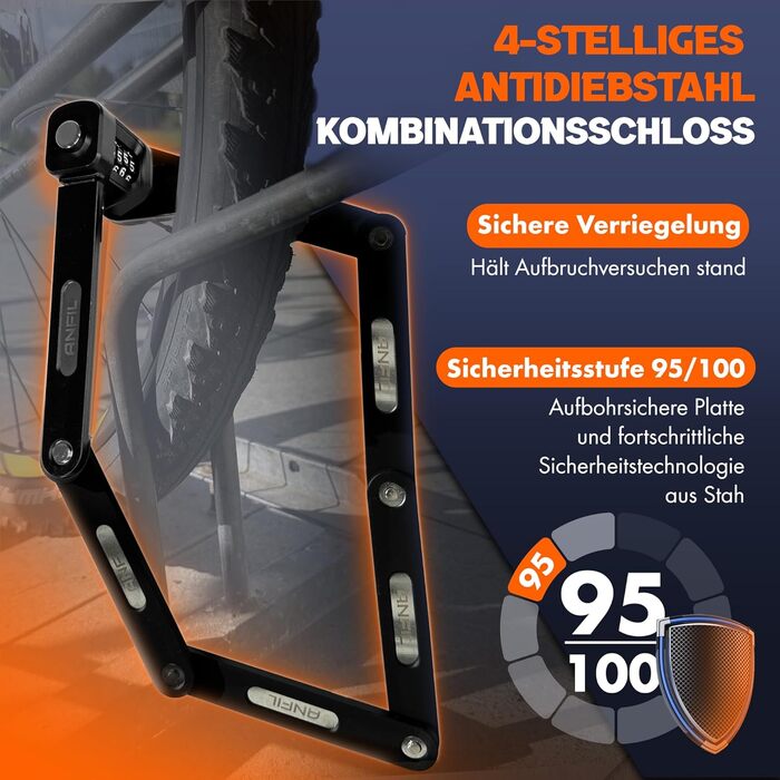 Складане велозамк з кодовим замком - надійний захист вашого велосипеда. Міцний замок з вуглецевої сталі, висока безпека та зручна підставка. Оригінальна модель.