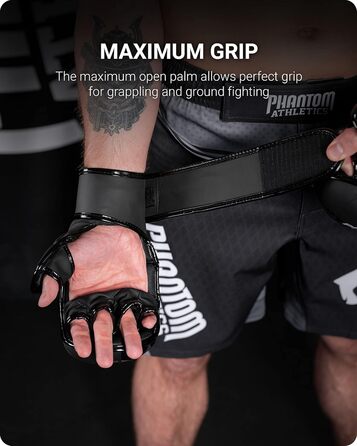 Рукавички боксерські Phantom Apex MMA | Професійні рукавички для спарингу, бою, боксу, фріфайту, чорні S/M