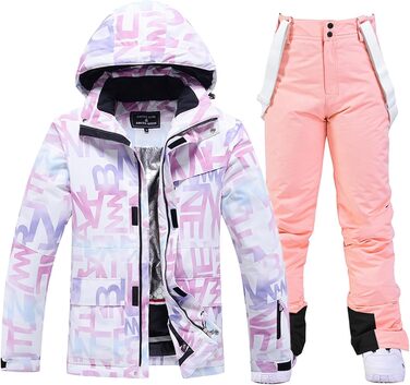 Модна жіноча гірськолижна куртка та штани, водонепроникні, вітронепроникні, кольорові, з принтом, рожевий, розмір M