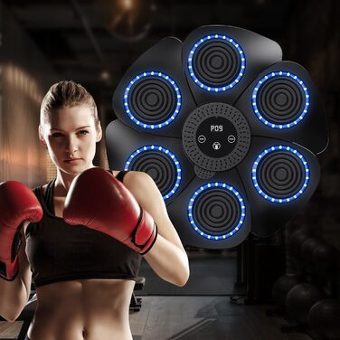 Музична бокс-машина: Smart Bluetooth боксерський тренажер з рукавичками, настінний, 9 режимів швидкості та лічильник ударів для дорослих та дітей (чорний)