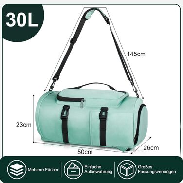 Спортивна сумка для чоловіків та жінок, 30L. Рюкзак з відділенням для взуття та мокрих речей. Ідеально для плавання, спорту, йоги, футболу (зелена, 30L)