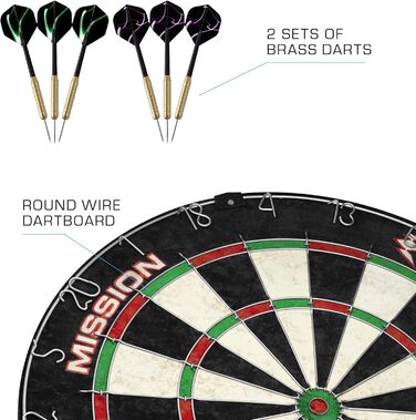 Дартс-набір Mission Darts Home Center з мішенню та 2 комплектами дротиків