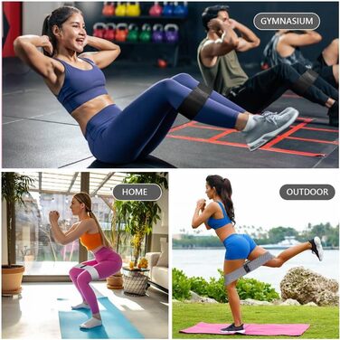 Фітнес-резинки Flintronic для стегон, набір фітнес-гумок, стрічки опору для стегон, тренувальні гумки для йоги, гімнастики, силових тренувань, тренувань ніг (Сірий+Зелений+Рожевий+Фіолетовий+Чорний)