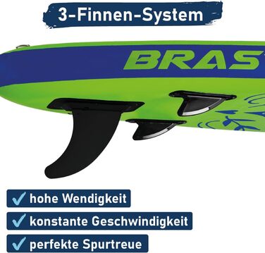 SUP дошка BRAST Primo Summer надувна з алюмінієвим веслом та аксесуарами 320x81x15 см, зелена
