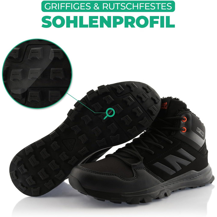 Черевики для ходьби жіночі та чоловічі, зимові, утеплені, Softshell, 43 EU, чорний/оранжевий