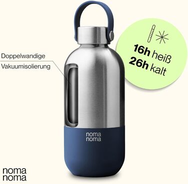 Термос-бутилка noma noma з нержавіючої сталі 1 л, синя, для газованої води, герметична, BPA-free, екологічна