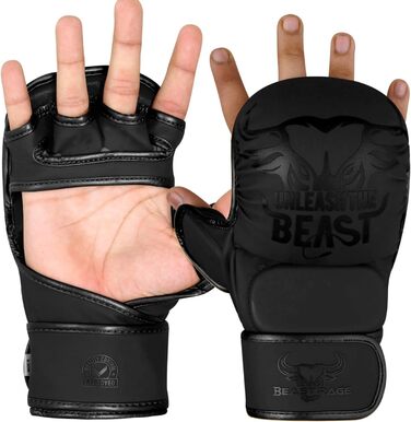 MMA рукавички BEAST RAGE для чоловіків і жінок, відкрита долоня, регульована фіксація зап'ястя, для єдиноборств, спарингів, кікбоксингу, муай-тай, тхеквондо