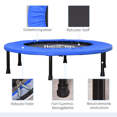 HOMCOM Fitness Trampoline Ø91 см Міні-батут з нековзними ногами Батут 100 кг з навантаженням для дорослих Батут для стрибків у приміщенні на вулиці | Аосом