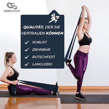 Гімнастичні еспандери Coresteady для чоловіків і жінок, набір 5 шт., 1,3 м – фітнес-гумки для силових тренувань, пілатесу, йоги та реабілітації, без відскоку, з інструкцією
