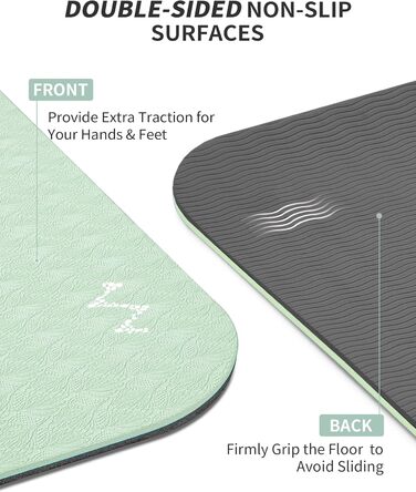 Килимок для йоги CAMBIVO XXL 183x122 см, товщина 6/8/10/12 мм, неслизький, TPE, для фітнесу, пілатесу, гімнастики, з рушником (183*122*0.6 см, м'ятний)