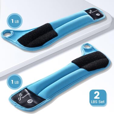 Набір вантажів для зап'ястя Sportneer (2 шт.) з петлями для великого пальця, синій