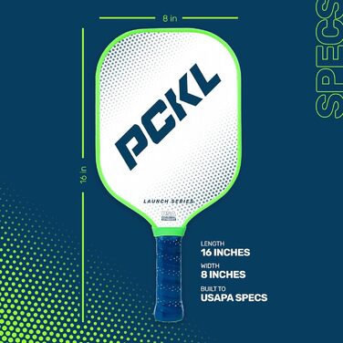 PCKL Launch Series – преміум ракетка для піклболу | Одобрено USA Pickleball | Фібергласова поверхня з великою зоною удару | Серцевина Honeycomb, колір Weiss/opulenter Garten