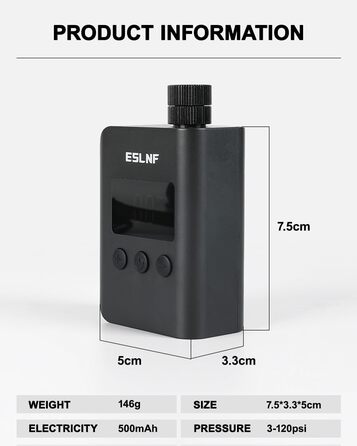 Міні електрична велосипедна насос-помпа з LCD-манометром, 120 PSI, акумулятор 500 мАг, зарядка Type-C, для велосипедів
