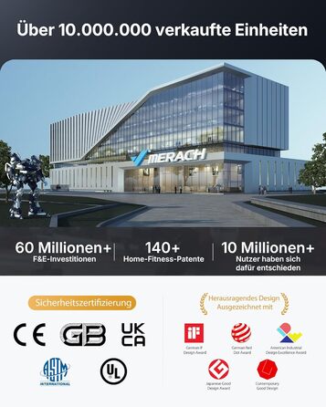 Еліптичний тренажер MERACH E33 для дому: 16 рівнів опору, самостійне живлення, до 150 кг, ультратихий, з додатком