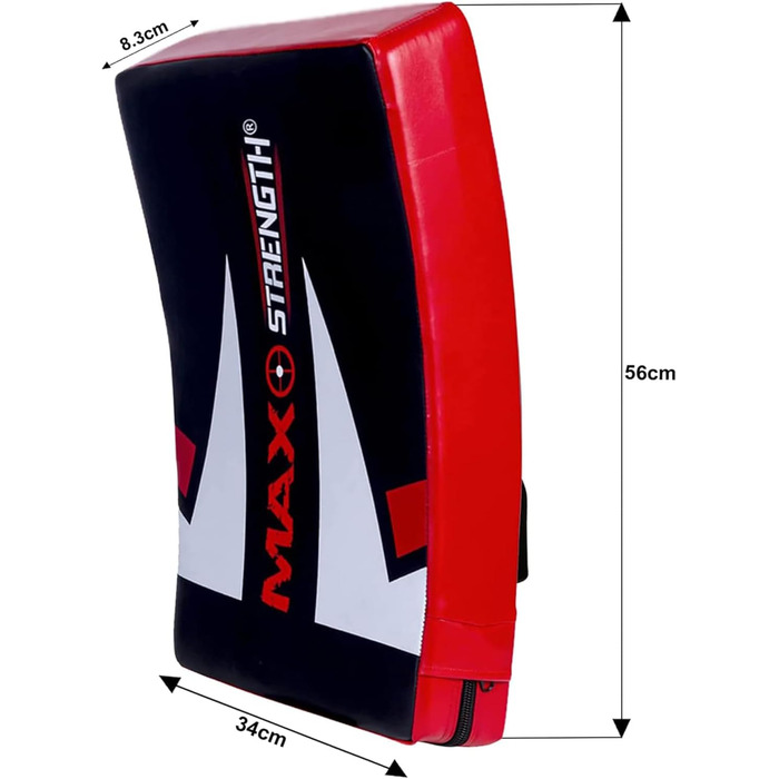 MAXSTRENGTH гелевий ударний щит для кікбоксингу, зігнута лапа для Муай Тай, захист для ударів, тренування з карате та єдиноборств, товщина 8,3 см, чорний/червоний (1 шт.)