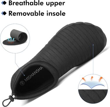 Чоловічі та жіночі аквашузи Mishansha для плавання та відпочинку на пляжі, чорні (42 EU)